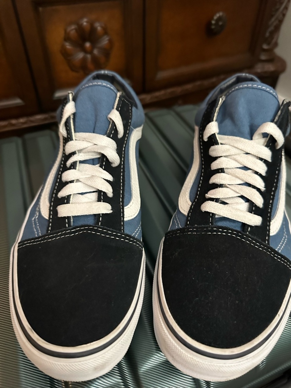 Vans Blue and Black Low-Top Skate Sneakers with White Stripe, Never worn! - Picture 2 of 4